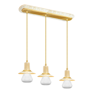 LAMPARA DE TECHO MILANO III EN ORO CON PATINA BLANCA